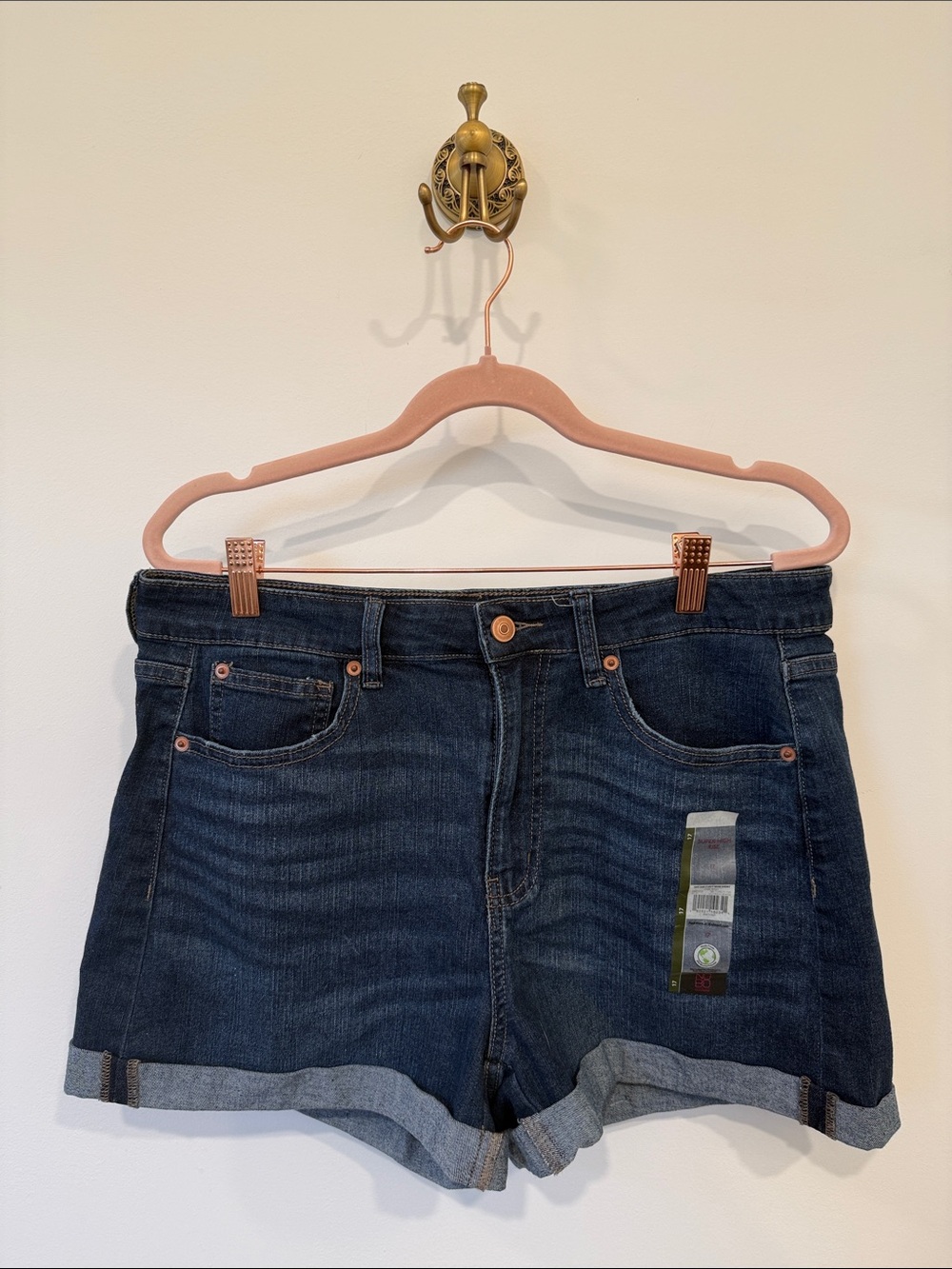 No Boundaries Dark Indigo Rolled Cuff Denim Shorts